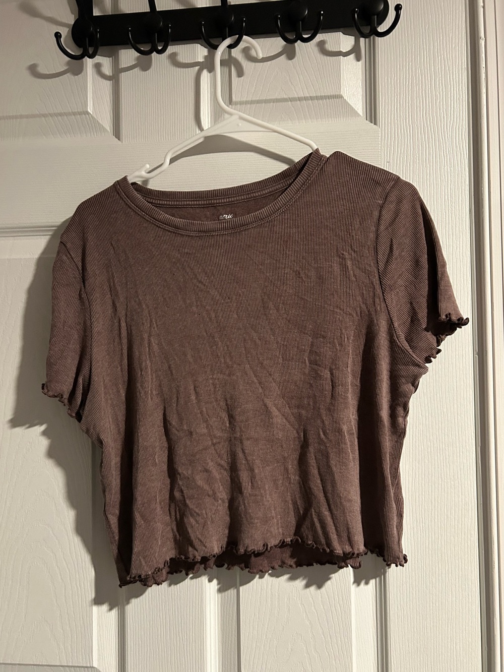 ‼️Aerie Brown Ribbed Lettuce Trip Top